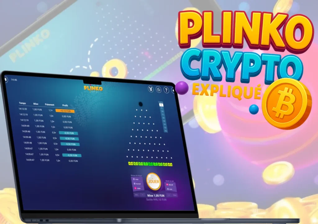 Guide visuel pour comprendre le fonctionnement de Plinko Crypto avec interface et gains affichés.
