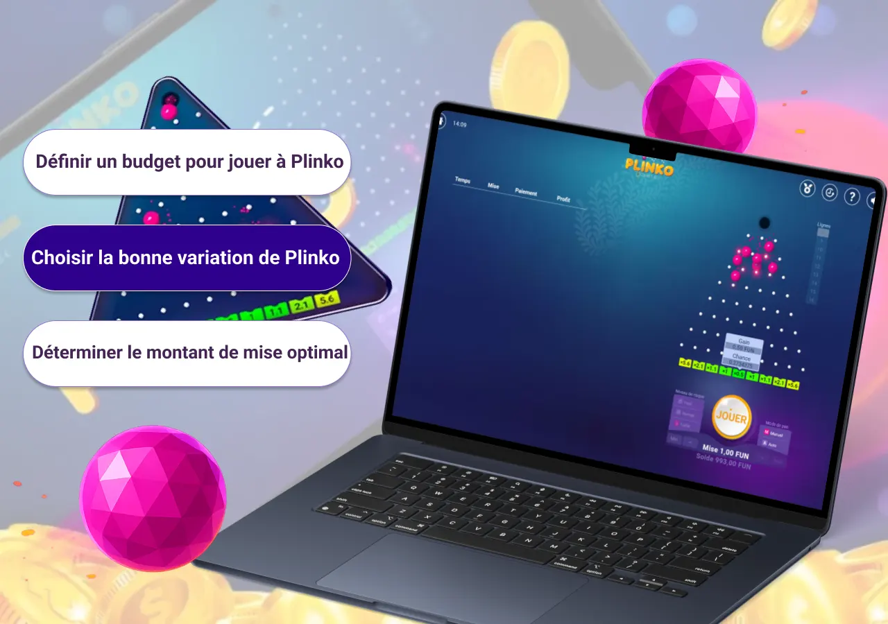 Conseils de base pour débuter à Plinko, avec étapes illustrées pour définir budget et choisir la bonne version
