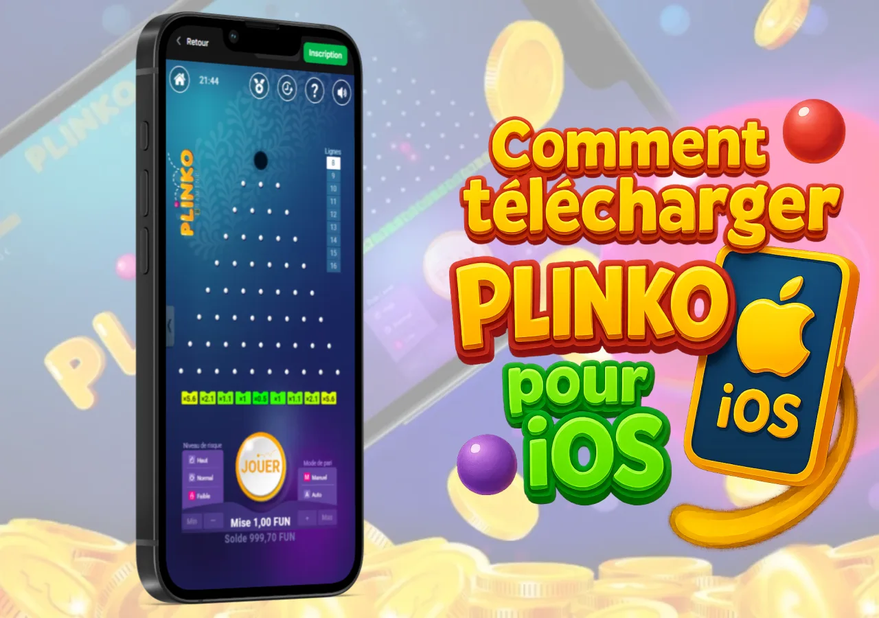 Instructions pour installer Plinko sur iOS avec logo Apple sur fond coloré dynamique