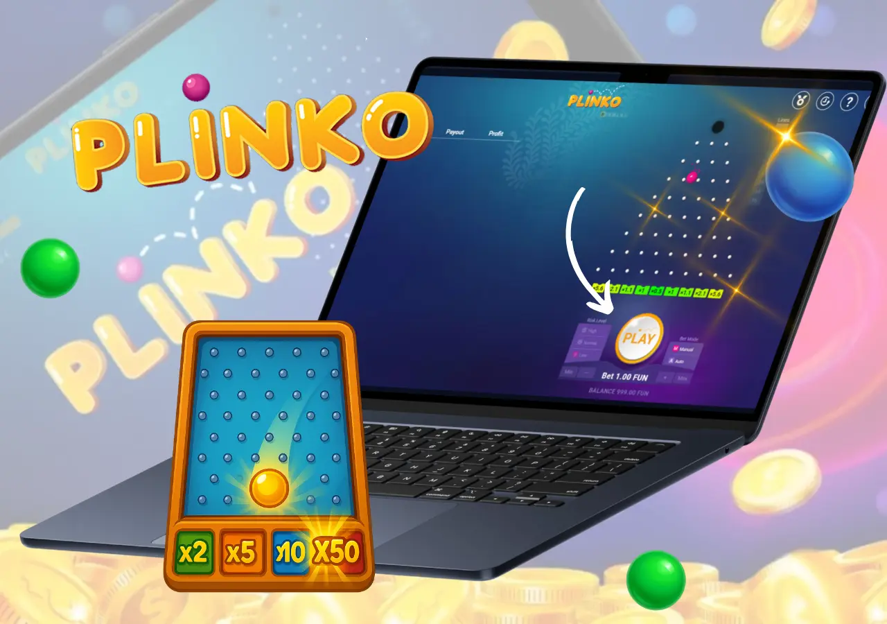 Kulka spada po planszy, odbijając się od licznych kołków