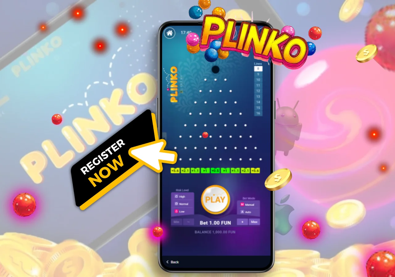 Complete a quick registration to play plinko by filling in your details.
